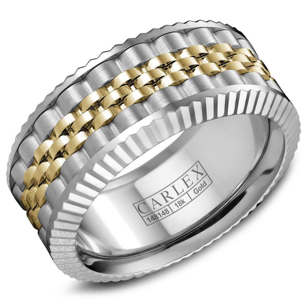 14K White and Yellow Gold Carved Band