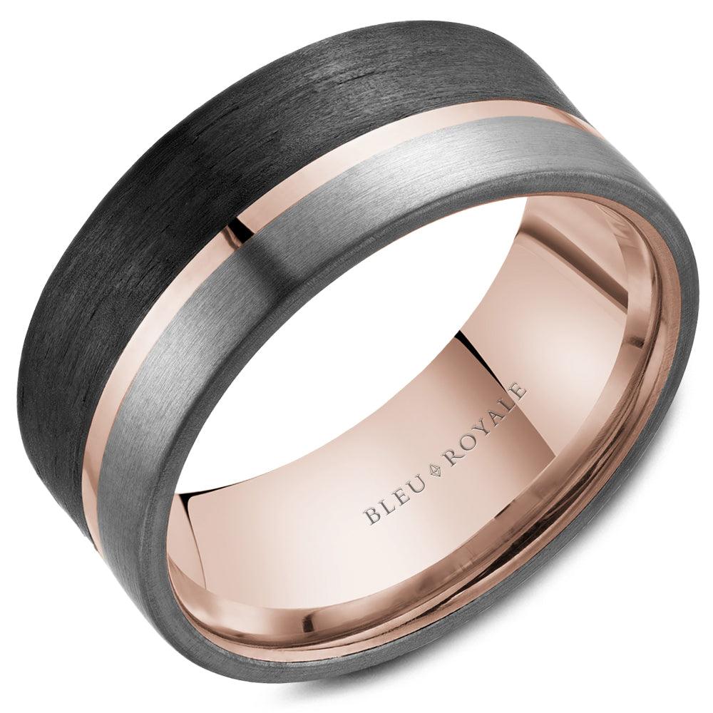 14K Rose Gold Trim With Forged Carbon, Tantalum