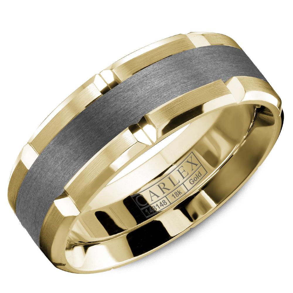 Tantalum and 14K Yellow Gold Bevel Cut Wedding Band