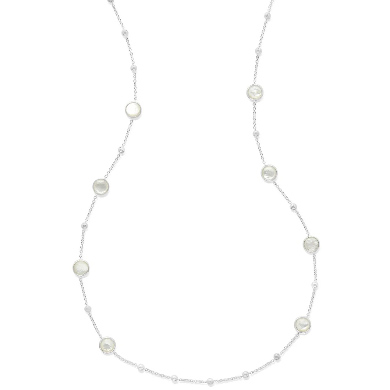 Multi Station Mother of Pearl Necklace in Sterling Silver