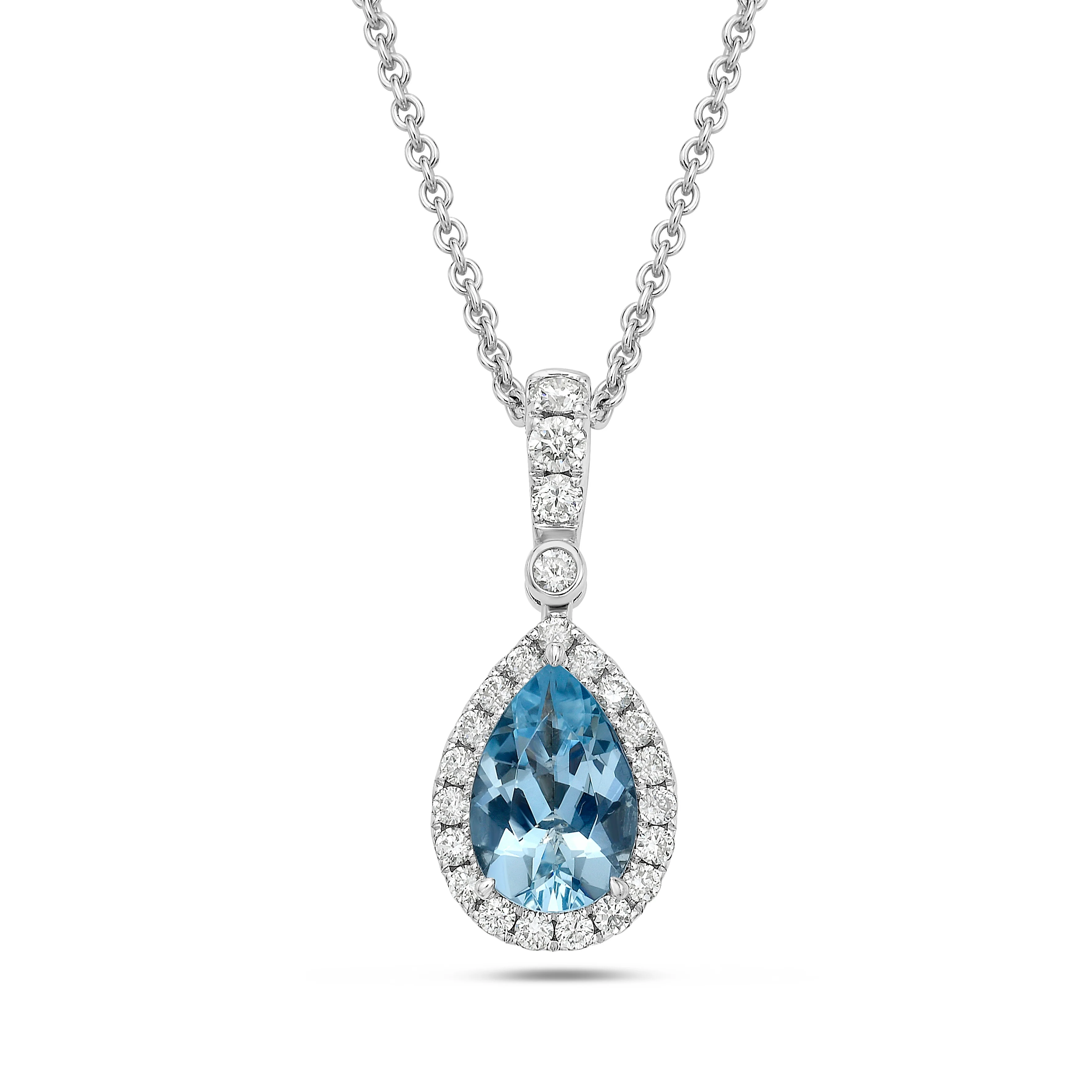 Pear Shape Aquamarine Diamond Pendant