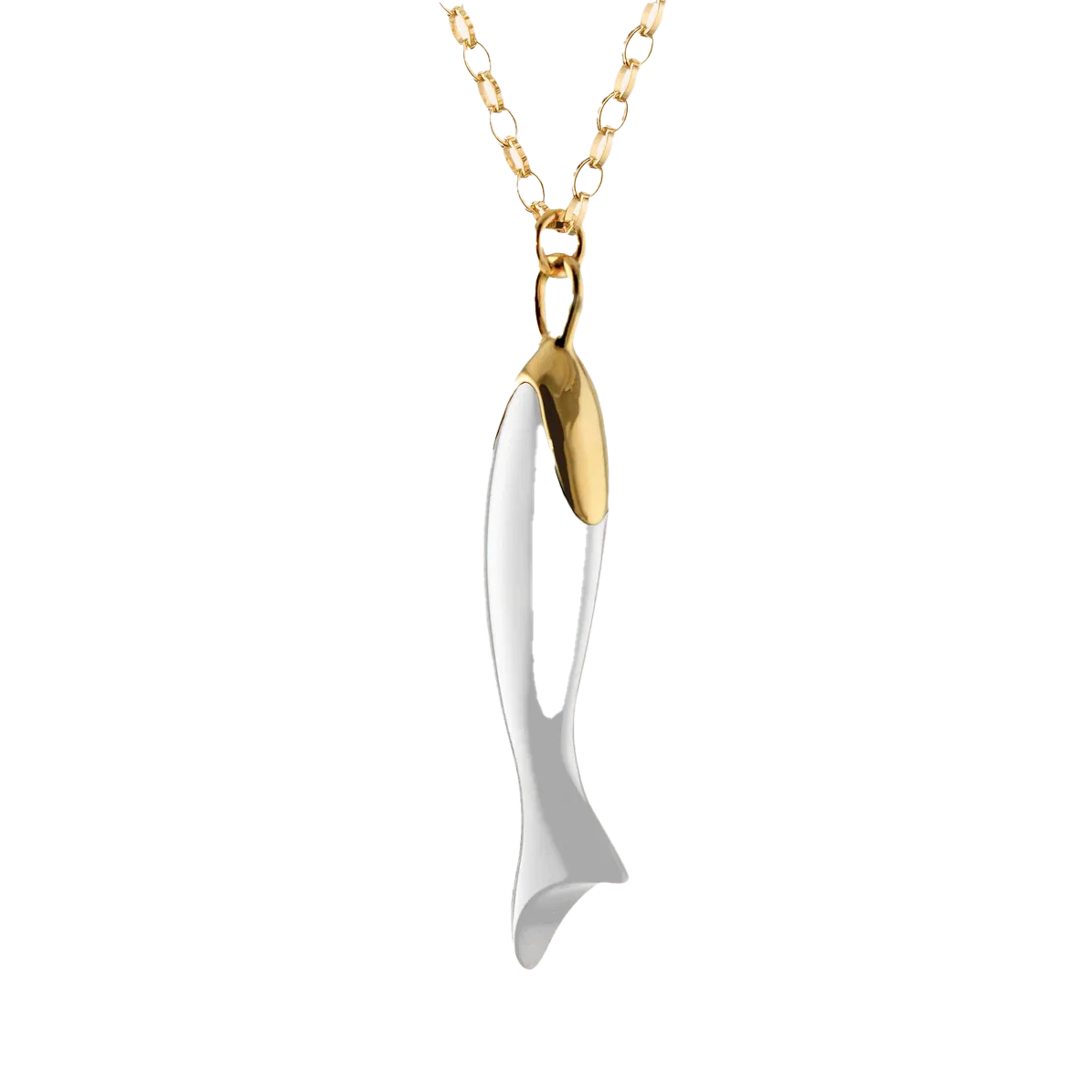 "Perseverance" White Ceramic and 18K Gold Fish