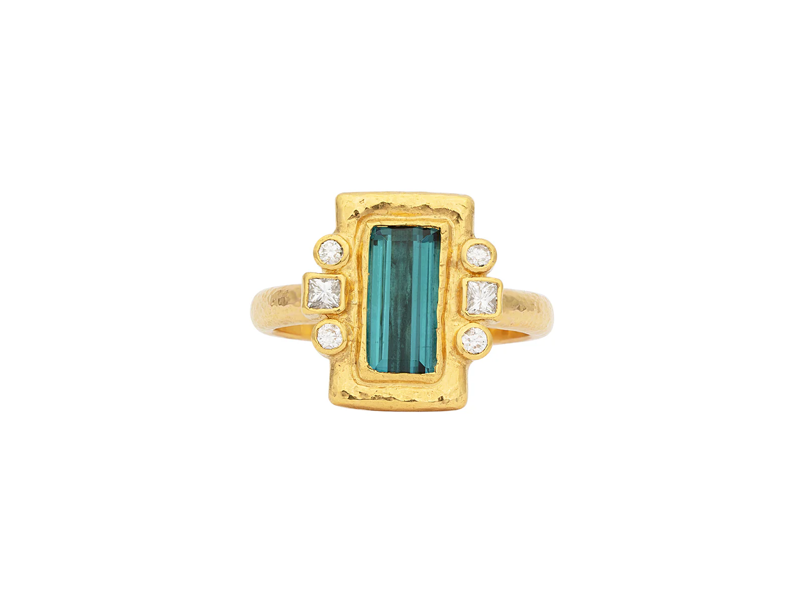 Rectangle Tourmaline and Diamond Ring