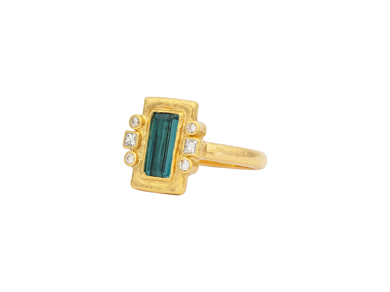 Rectangle Tourmaline and Diamond Ring - Image 2