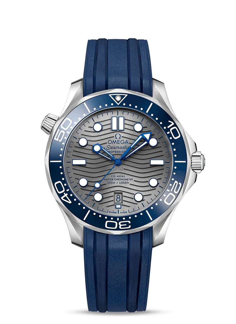 Seamaster Diver 300m Co-Axial Master Chronometer 42MM, Steel on Blue Rubber Strap, Grey Dial
