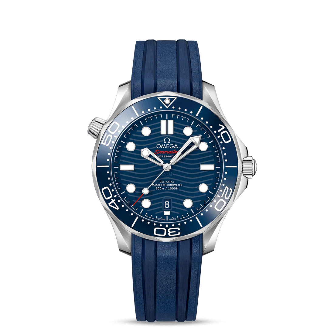 Seamaster Diver 300m Co-Axial Master Chronometer 42 MM, Steel on Blue Rubber Strap, Blue Dial