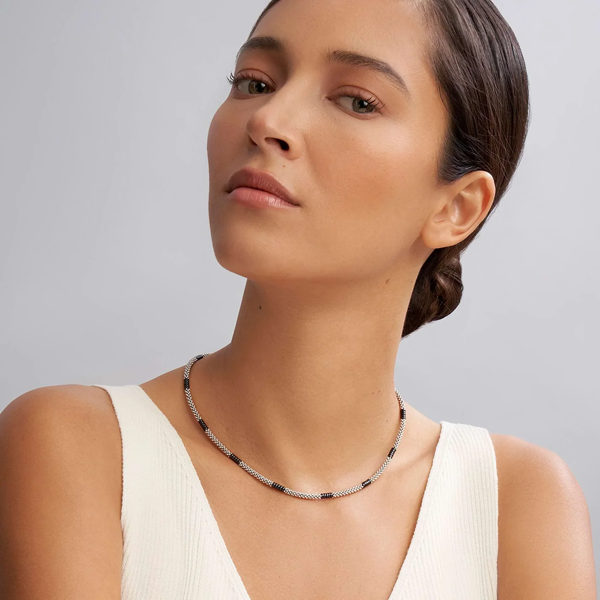 Silver Station Ceramic Beaded Necklace - Image 2