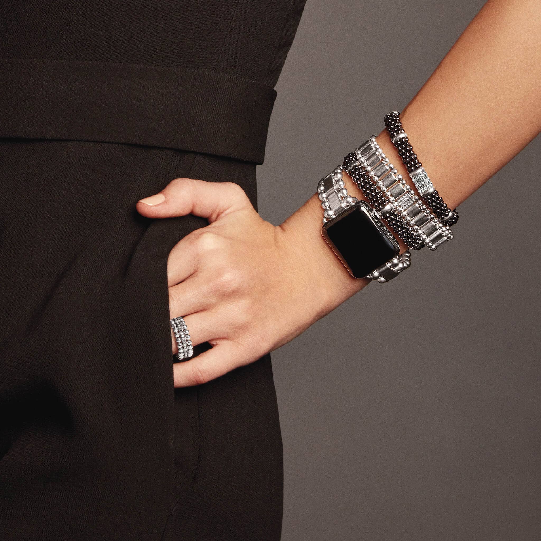 Silver Station Ceramic Caviar Bracelet | 9mm - Image 2