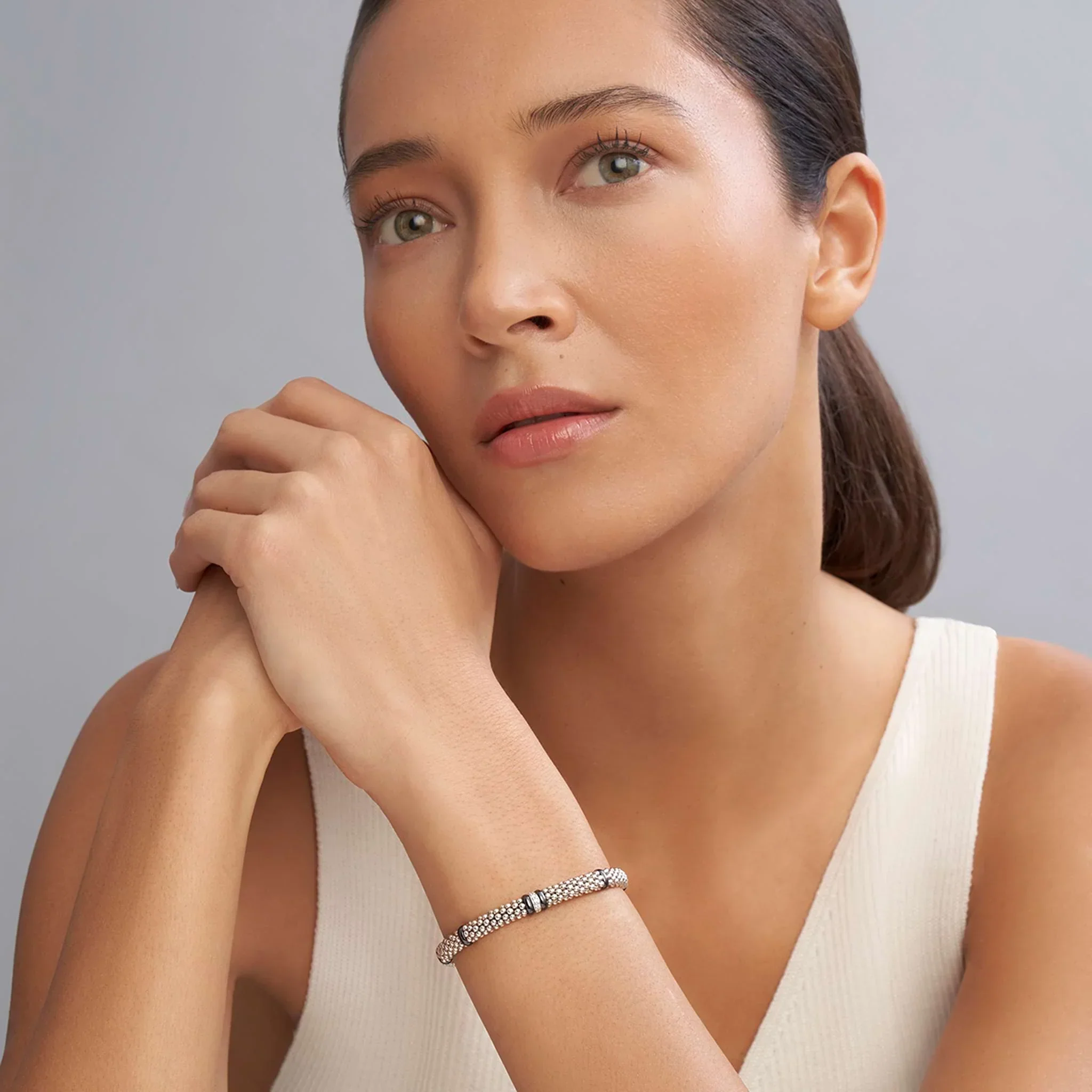 Single Station Diamond Caviar Bracelet | 6mm - Image 2