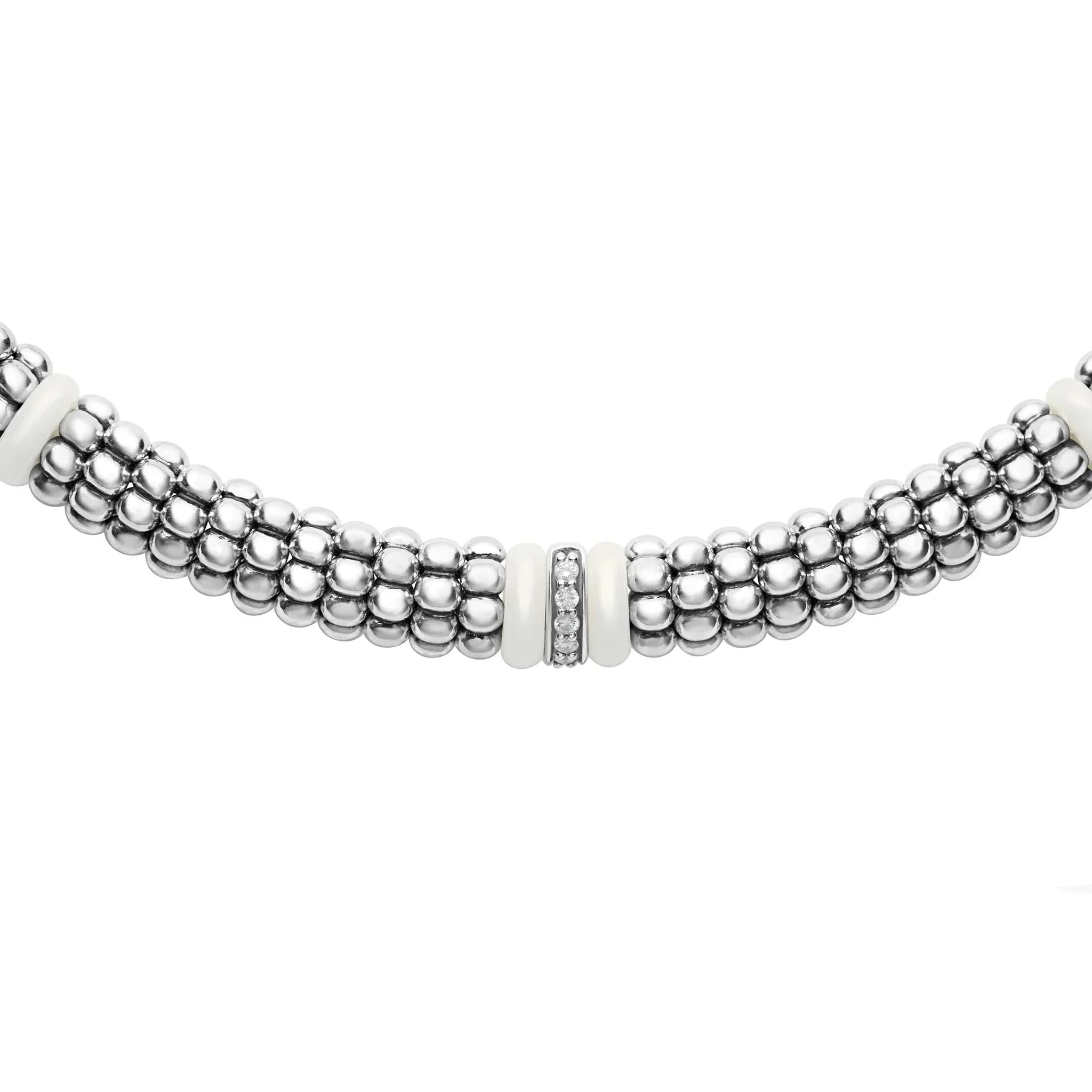 Single Station Diamond Caviar Necklace