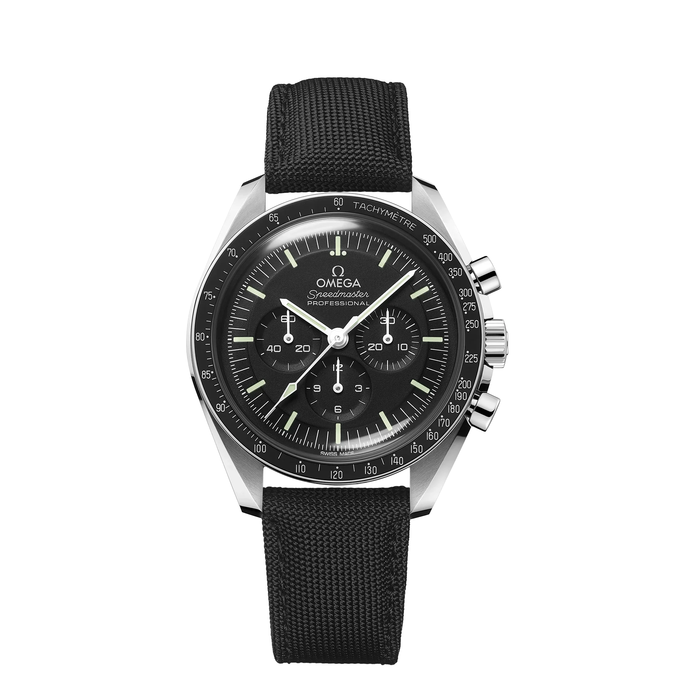 Speedmaster Moonwatch Professional Co-Axial Master Chronometer Chronograph 42MM, Steel on Coated Nylon Fabric Strap, Black Dial