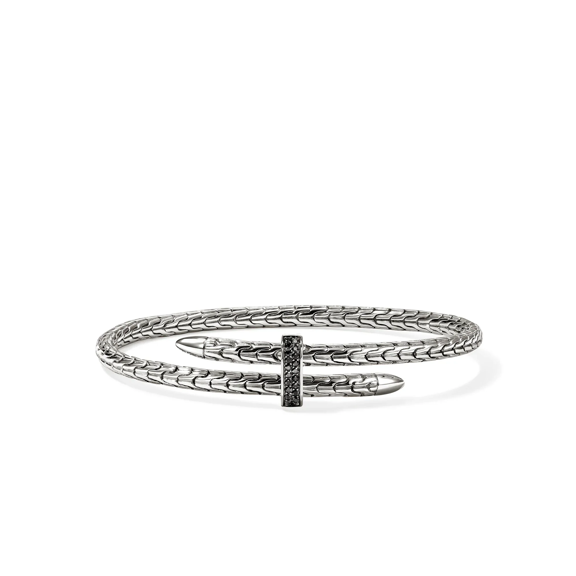 Sterling Silver Spear Flex Cuff With Black Sapphires