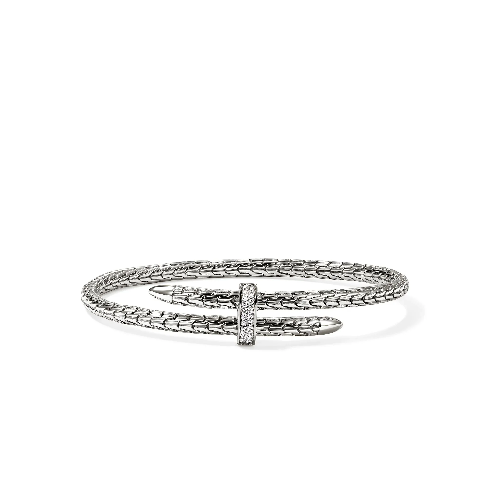 Sterling Silver Spear Flex Cuff With Diamonds