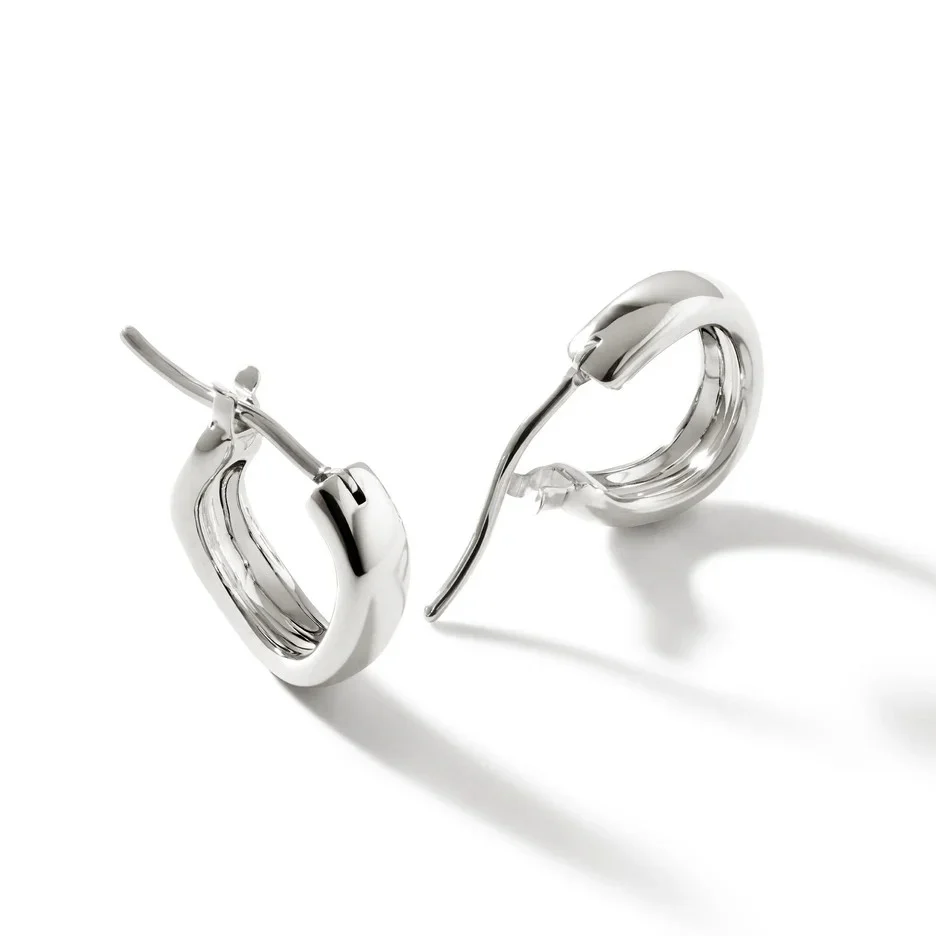 Sterling Silver Surf Huggie Earrings