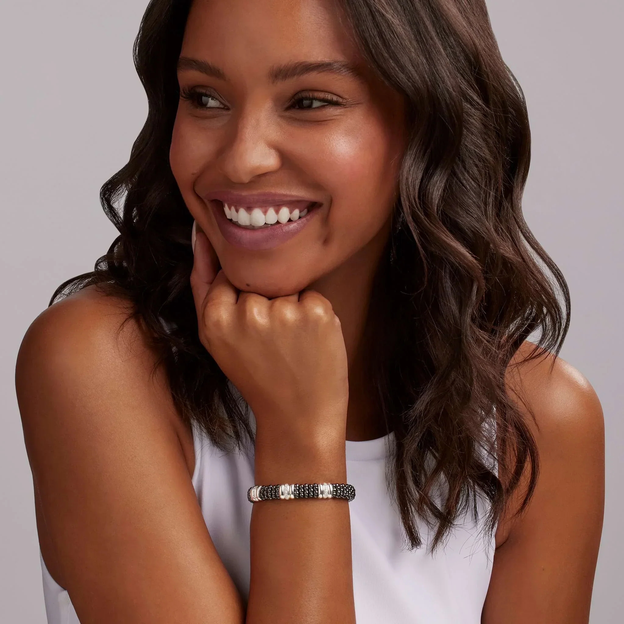 Three Station Ceramic Diamond Bracelet | 9mm - Image 2