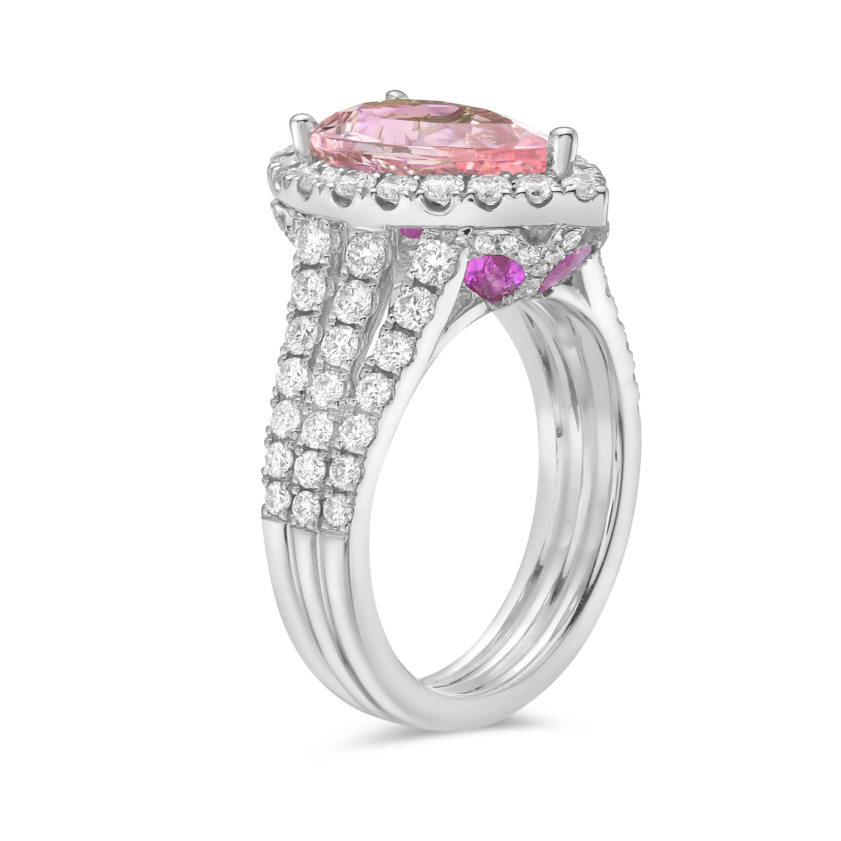 Triple Row Split Shank Morganite Ring - Image 2
