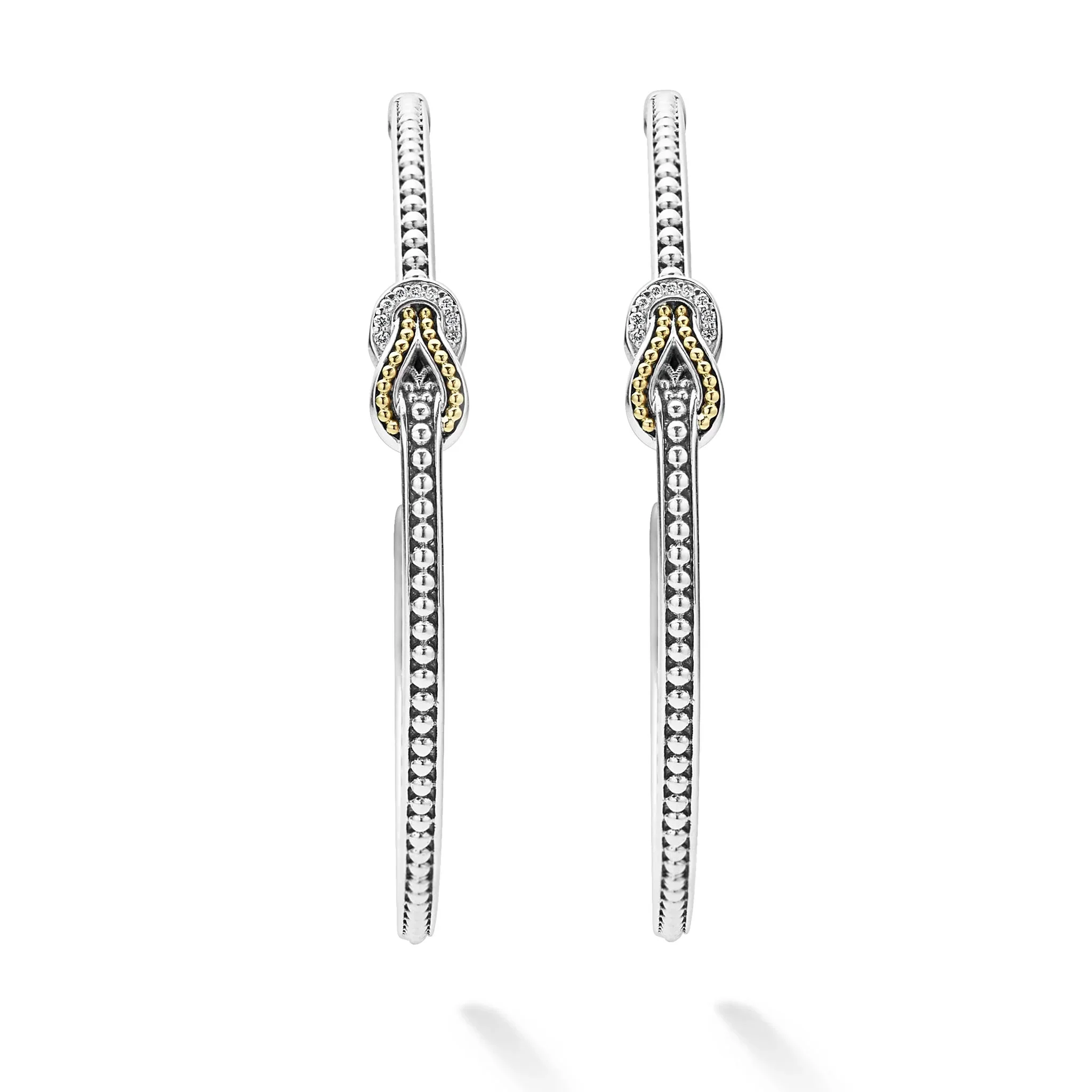 Two-Tone Knot Diamond Hoop Earring