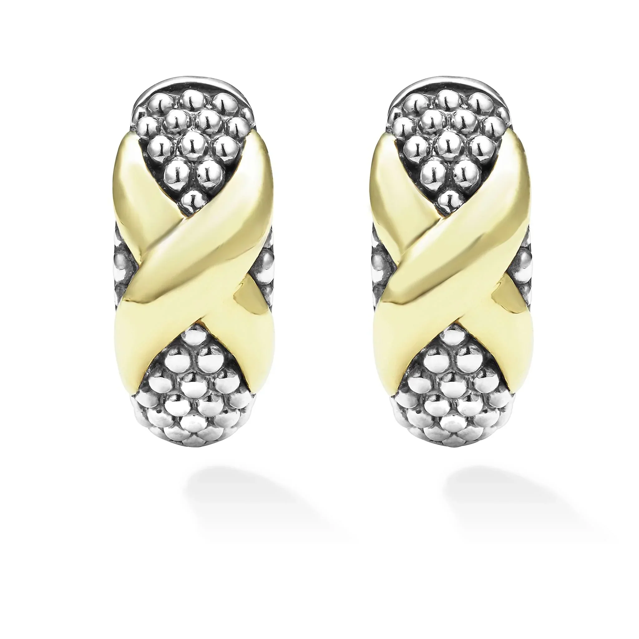 Two-Tone X Huggie Earrings