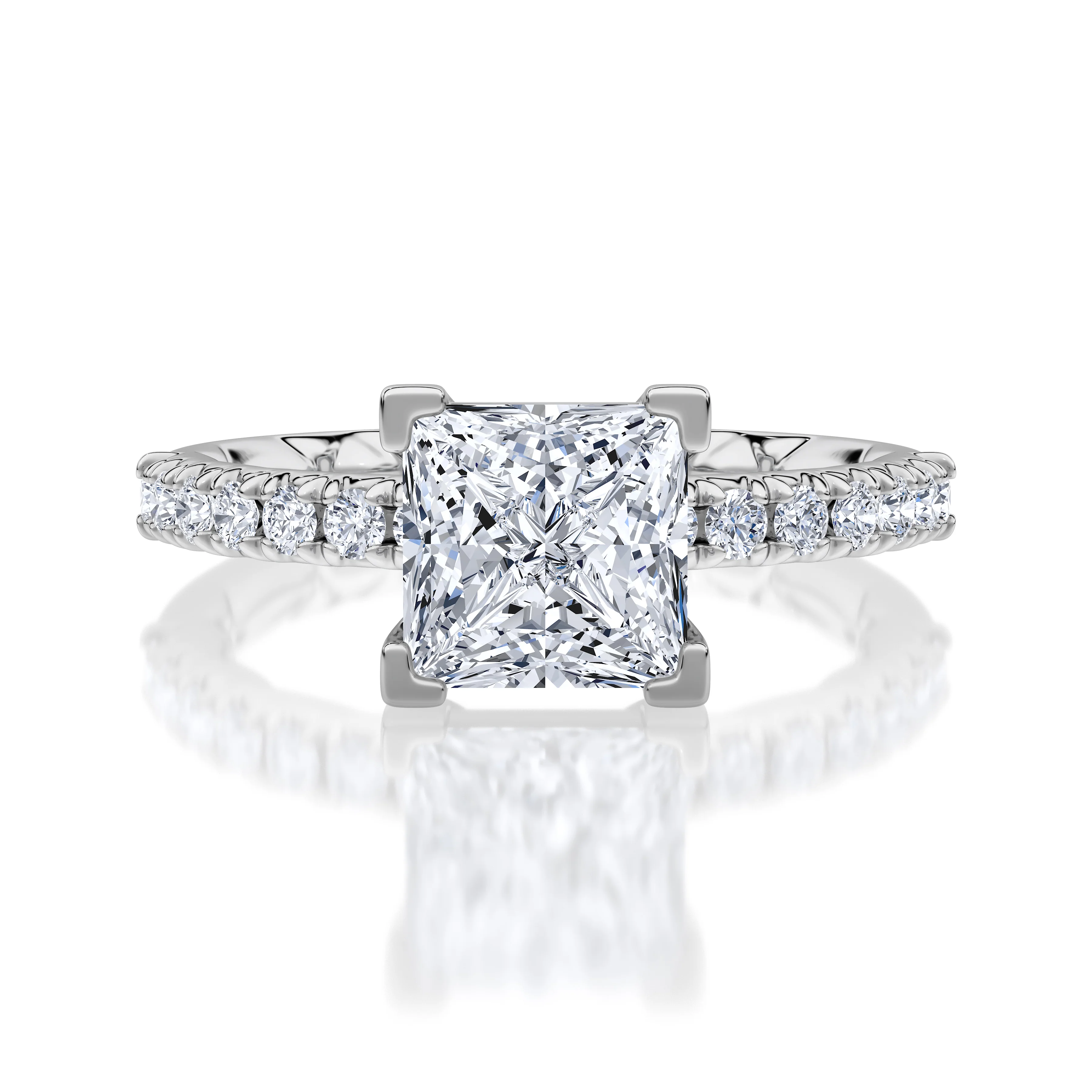 V-Tip Prong Princess Cut Diamond Engagement Ring