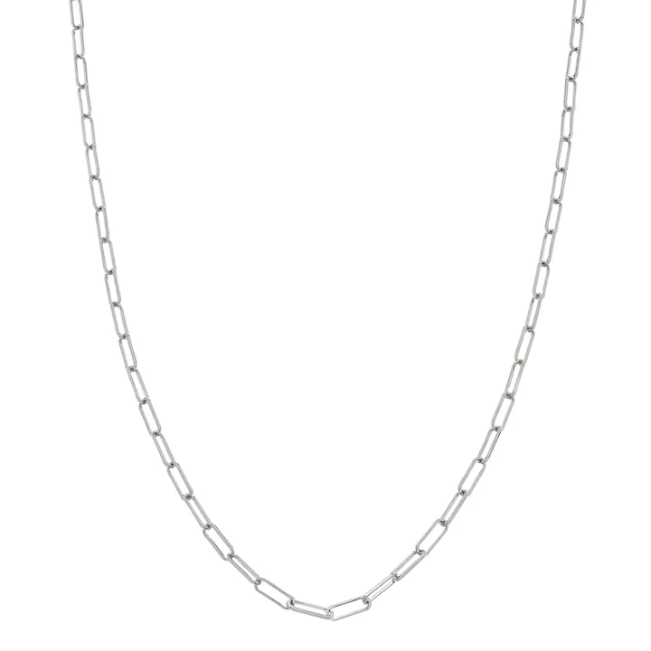 20" 14K White Gold Paper Clip Necklace