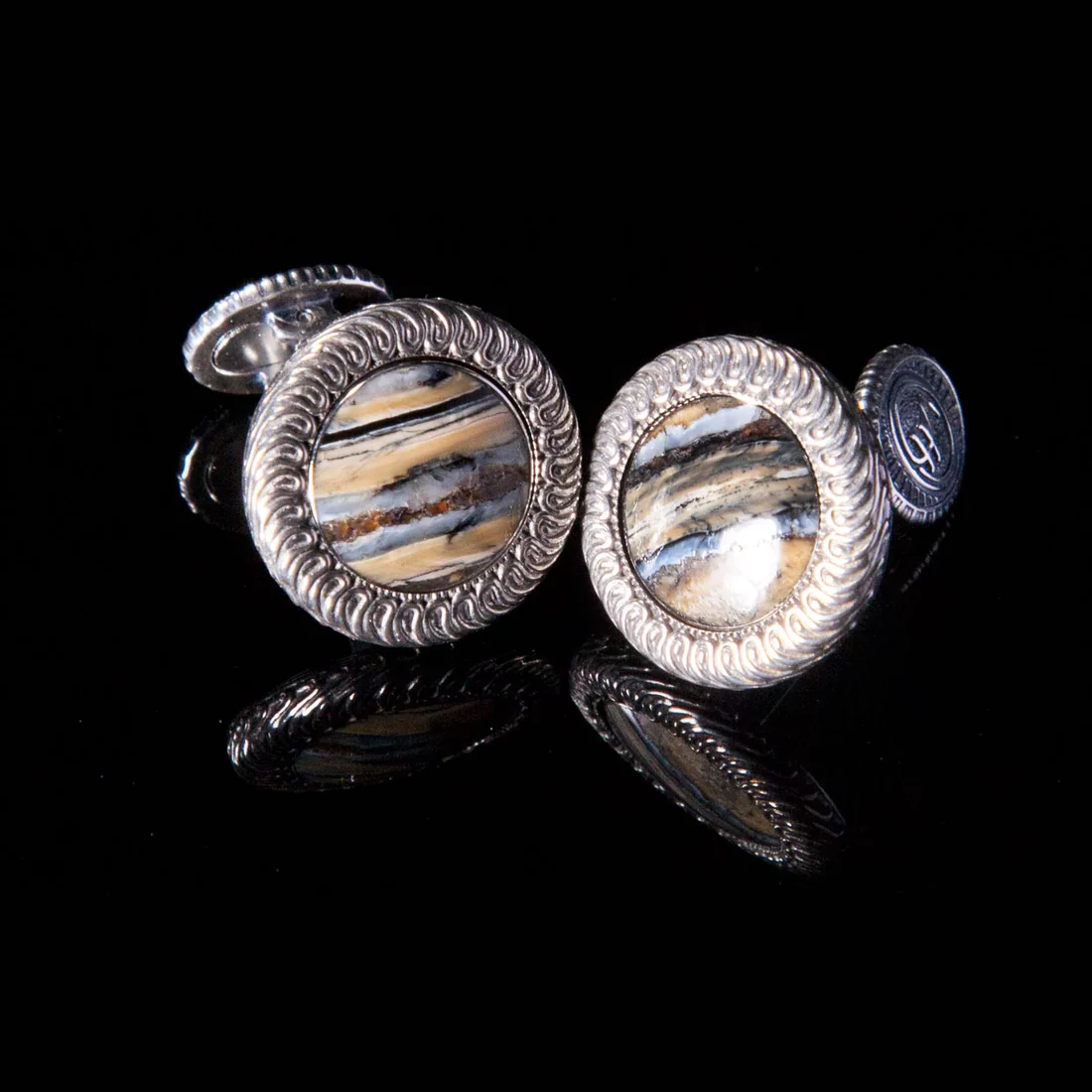 William Henry Fossil Woolly Mammoth Cufflinks - Image 2
